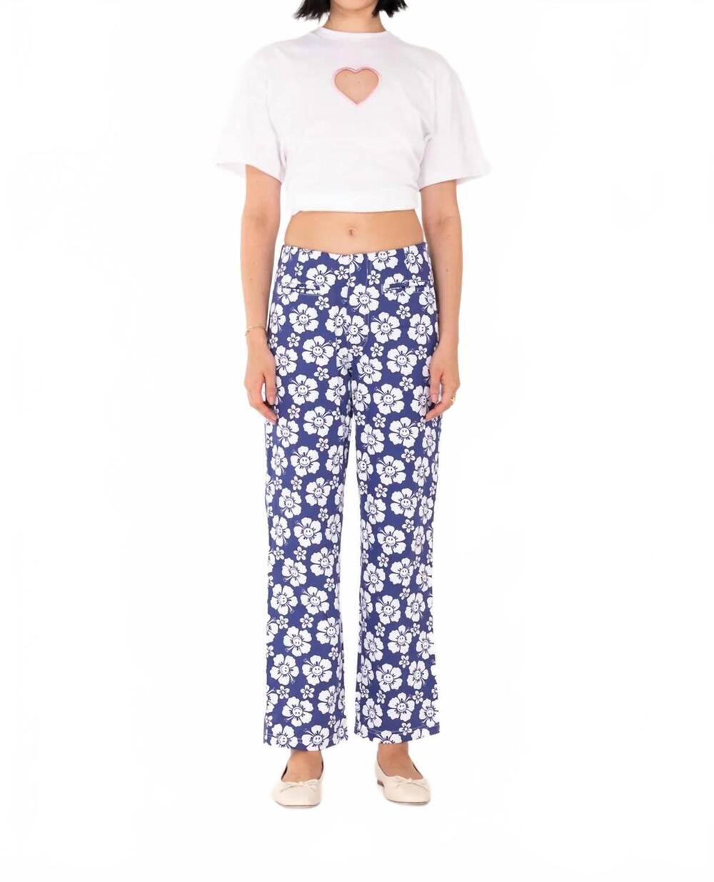 NEW EM ON HOLIDAY happy hibiscus kokomo pant in blue and white